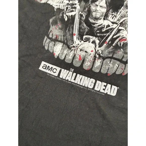 AMC The Walking Dead Skull Zombie Graphic T Shirt Black - Picture 2 of 7